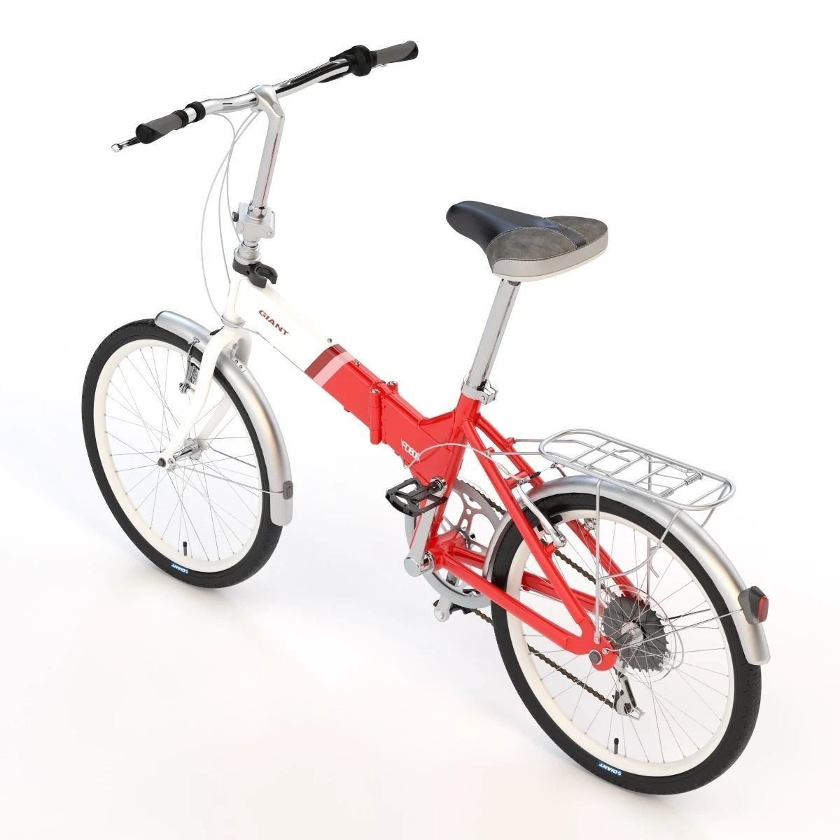 Giant Fd806 Lightweight Red-White Folding Bicycle 3D model_2