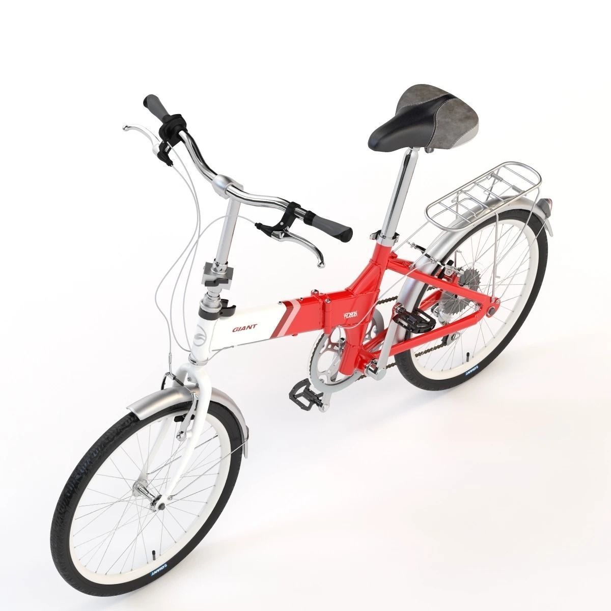 Giant Fd806 Lightweight Red-White Folding Bicycle 3D model_7