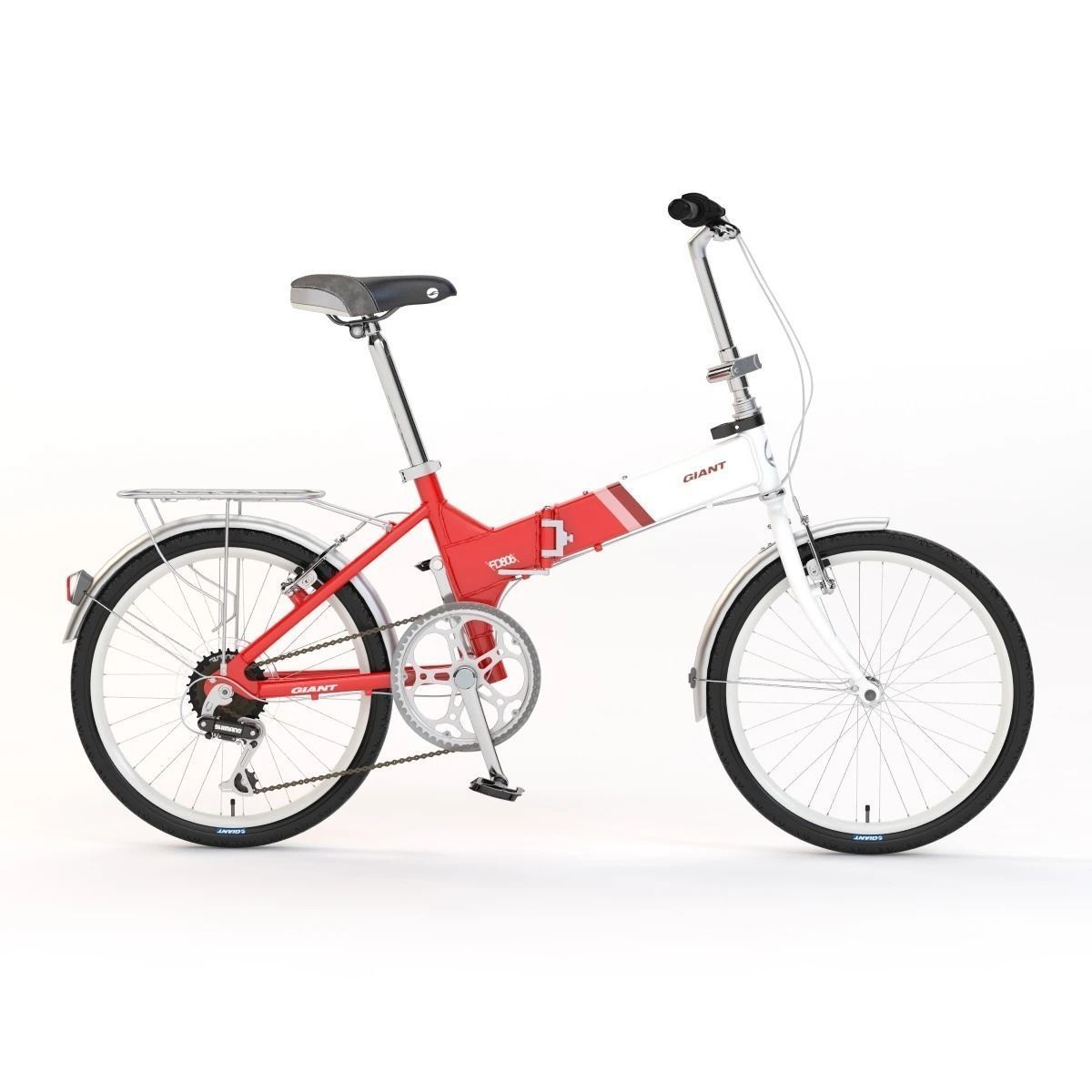 Giant Fd806 Lightweight Red-White Folding Bicycle 3D model_3