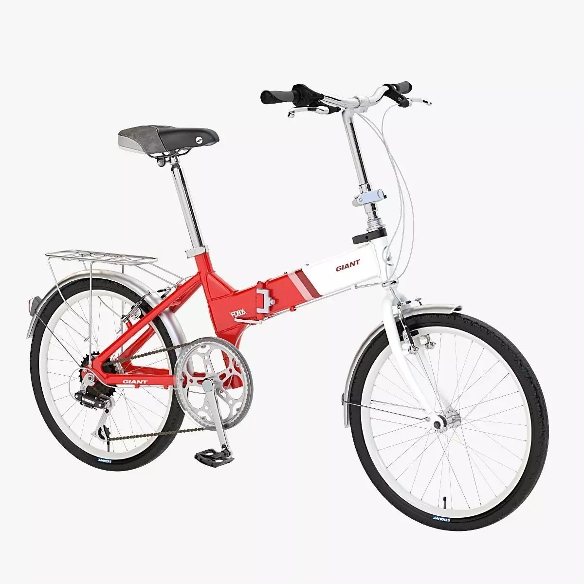 Giant Fd806 Lightweight Red-White Folding Bicycle 3D model_0