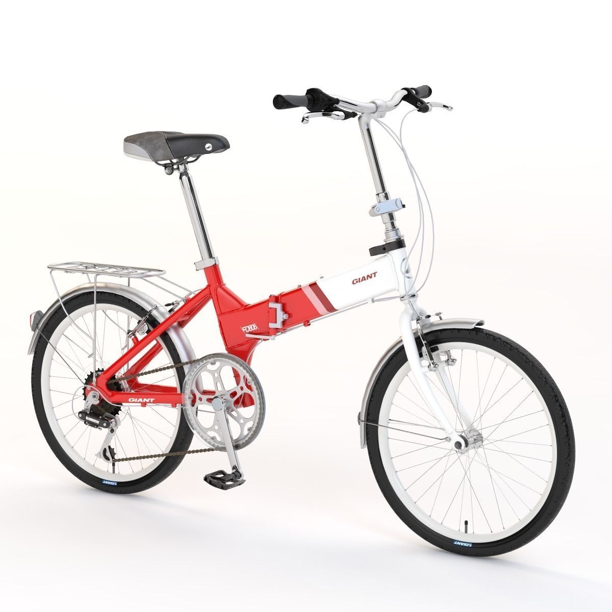 Giant Fd806 Lightweight Red-White Folding Bicycle 3D model_15