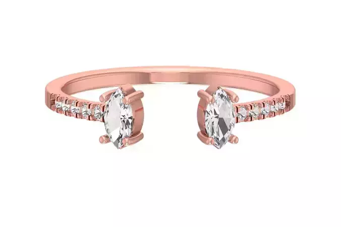 Open End Light Weight Band Marquise Stone Ring 3D print model