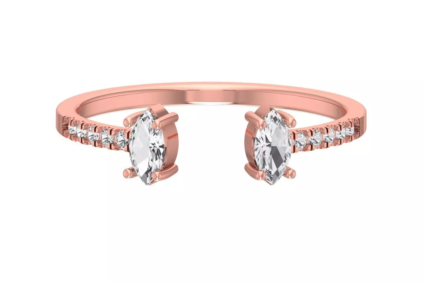 Open End Light Weight Band Marquise Stone Ring 3D print model_0