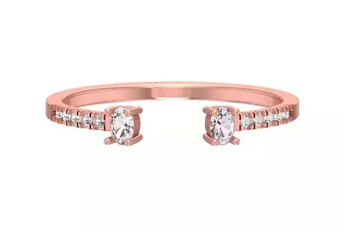 Open End Light Weight Band Oval Stone Ring