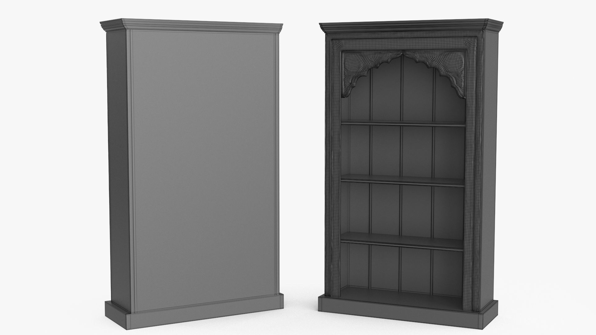 Vintage Bookcase Shelf Low-poly 3D model_17