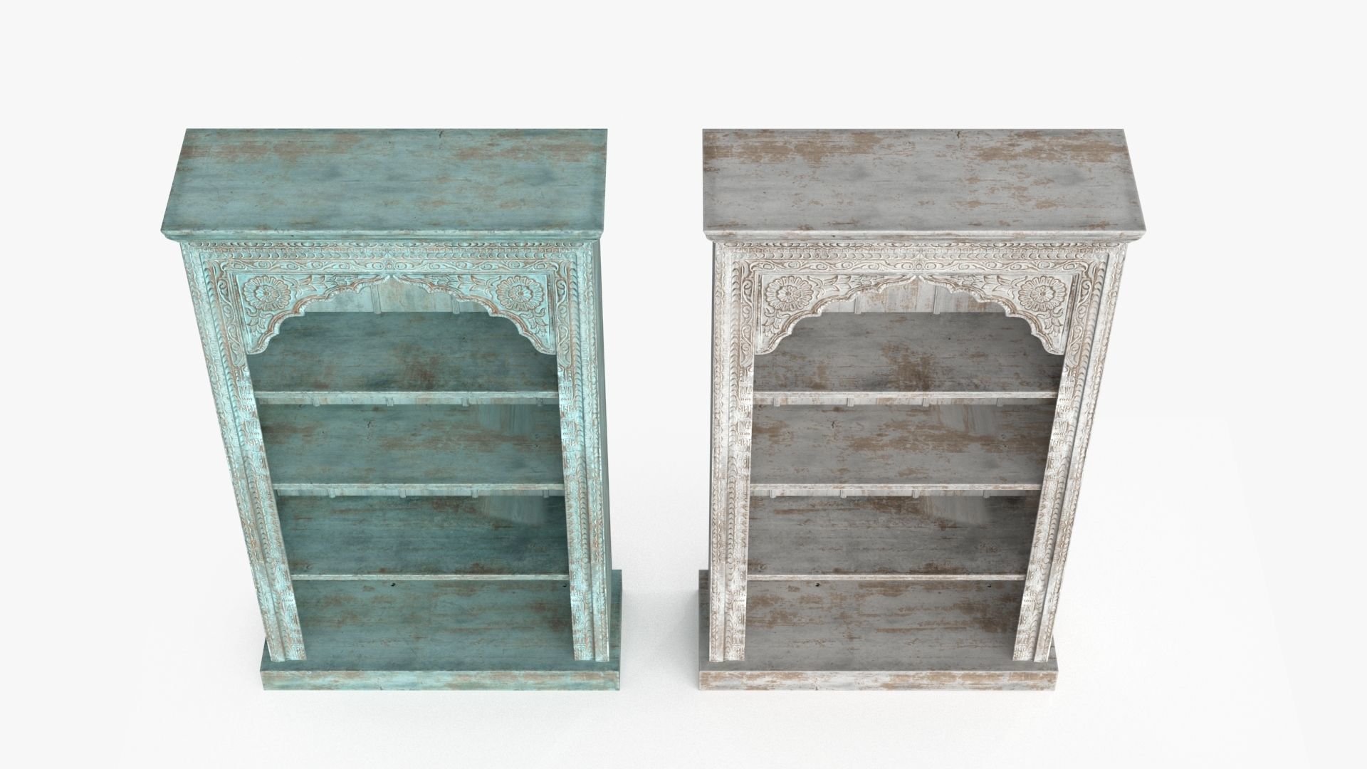 Vintage Bookcase Shelf Low-poly 3D model_7