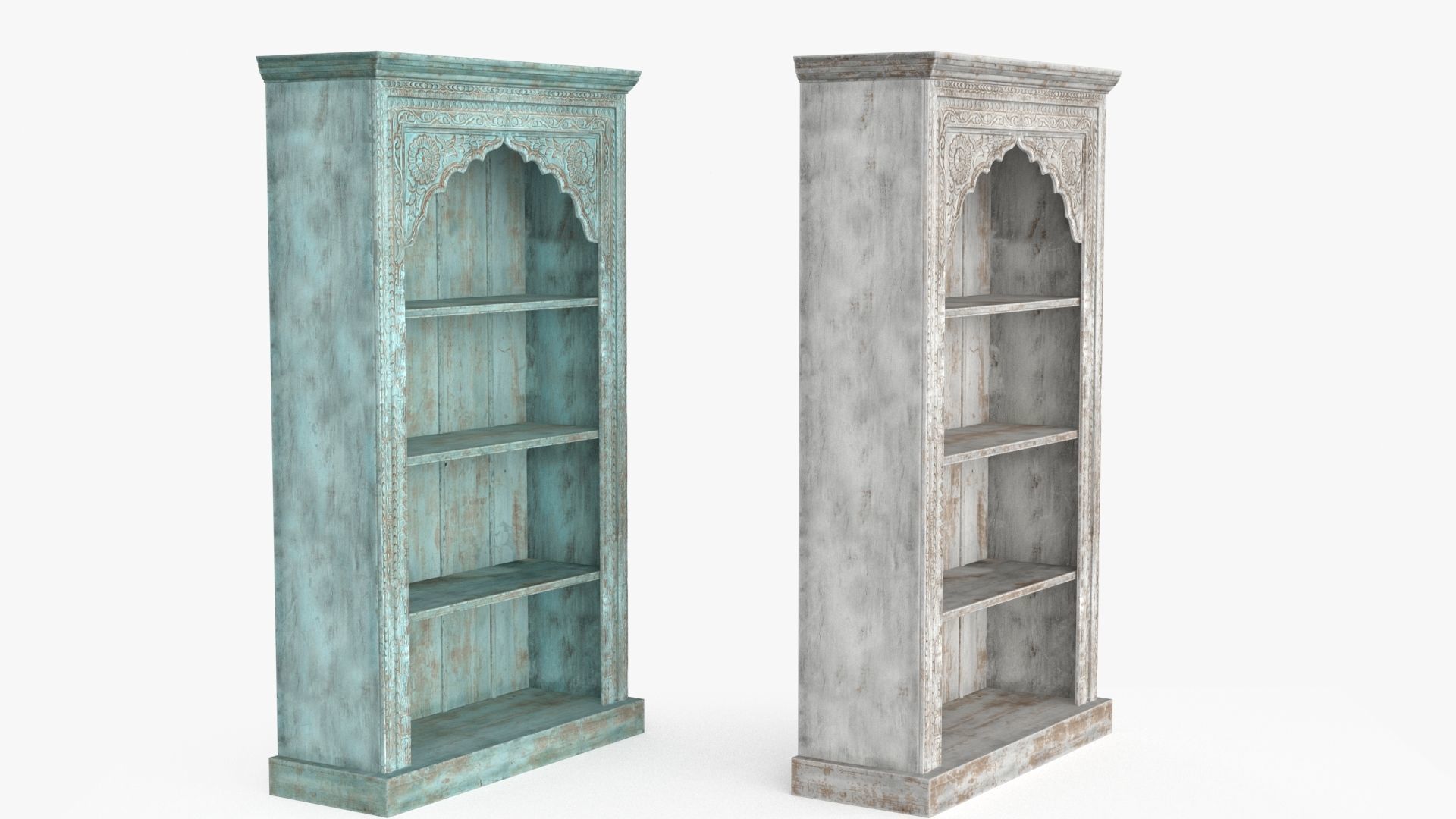 Vintage Bookcase Shelf Low-poly 3D model_11