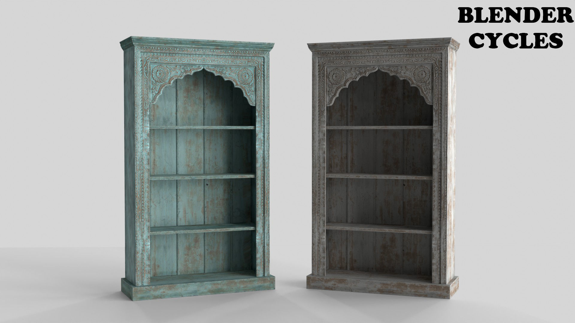 Vintage Bookcase Shelf Low-poly 3D model_8