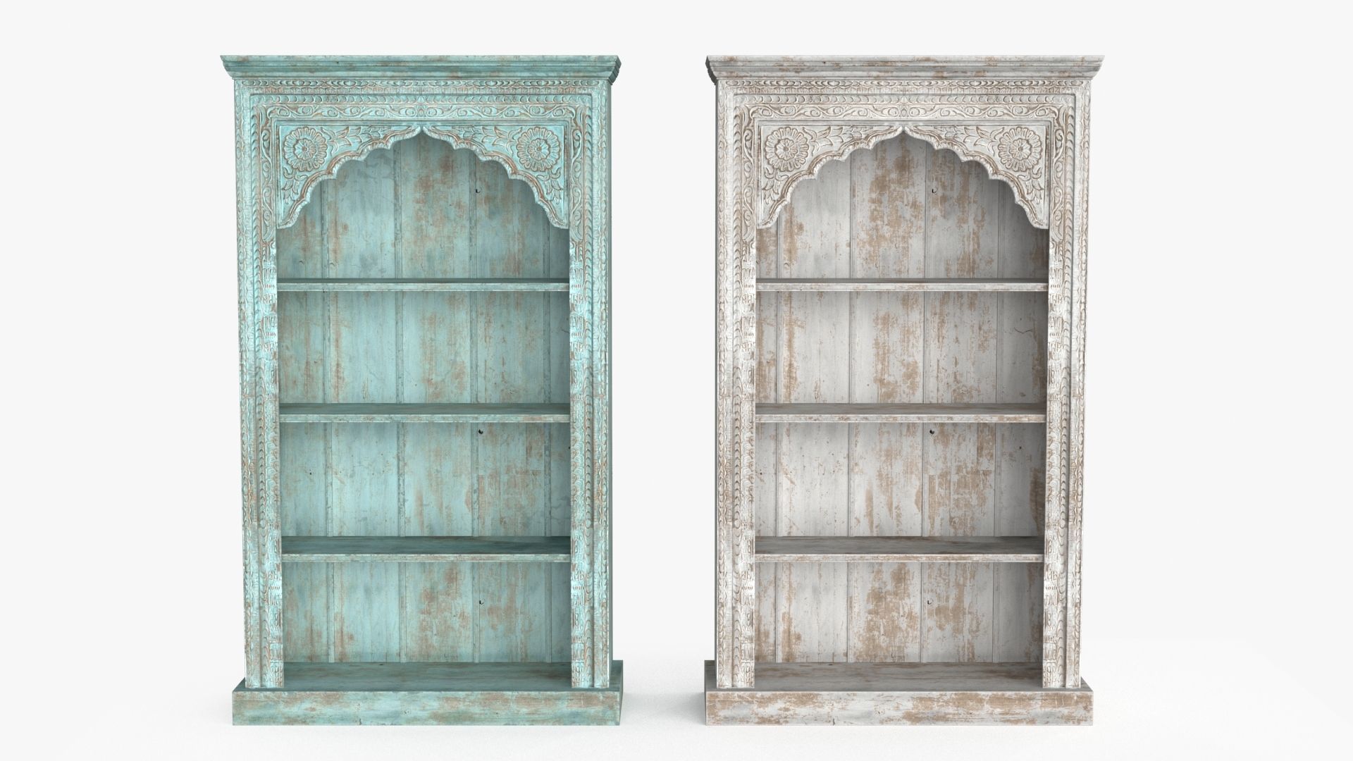 Vintage Bookcase Shelf Low-poly 3D model_9