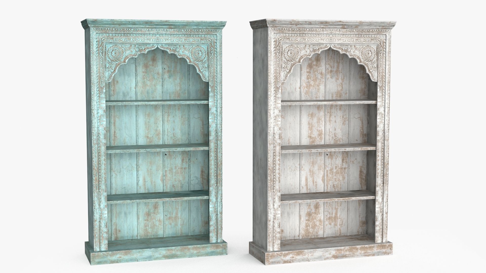 Vintage Bookcase Shelf Low-poly 3D model_10