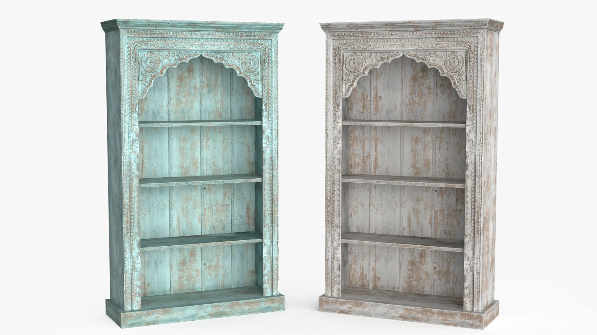 Vintage Bookcase Shelf Low-poly 3D model_2