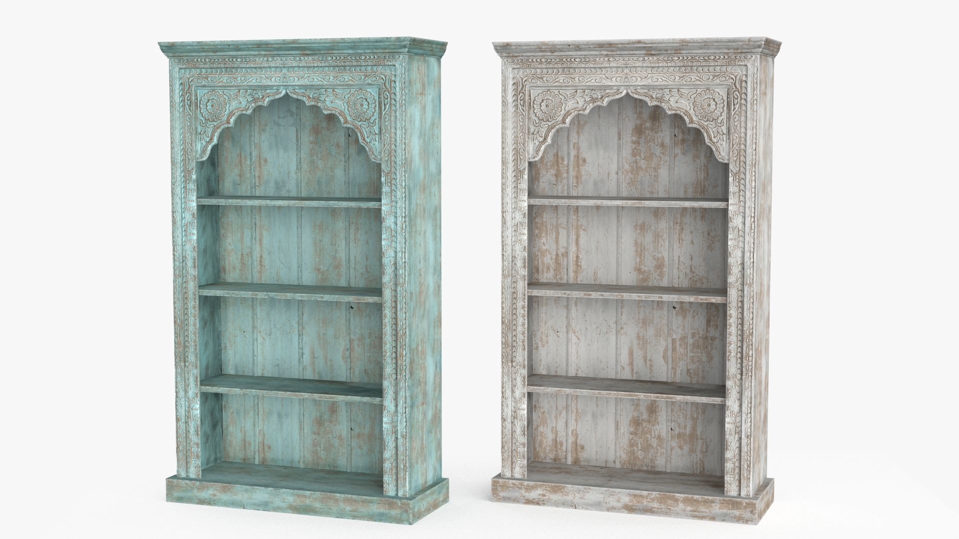 Vintage Bookcase Shelf Low-poly 3D model_16