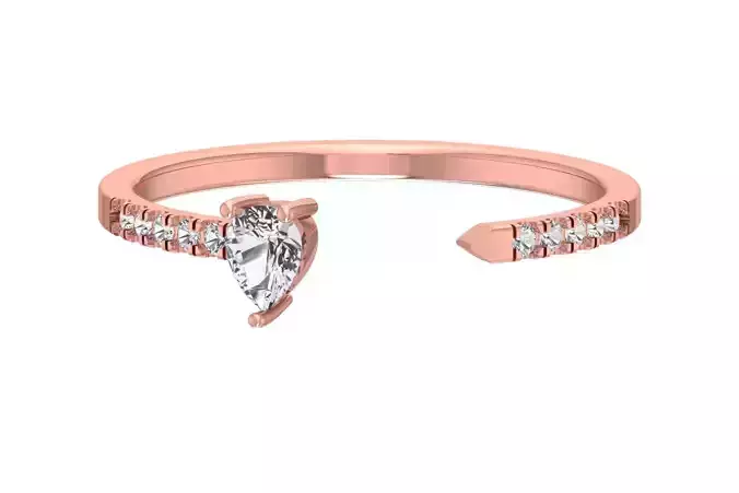 Open End Light Weight Band Pear Stone Ring