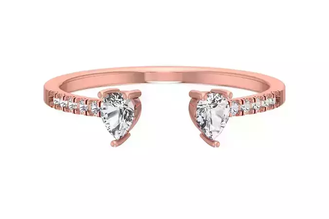 Open End Light Weight Band Pear Stone Ring
