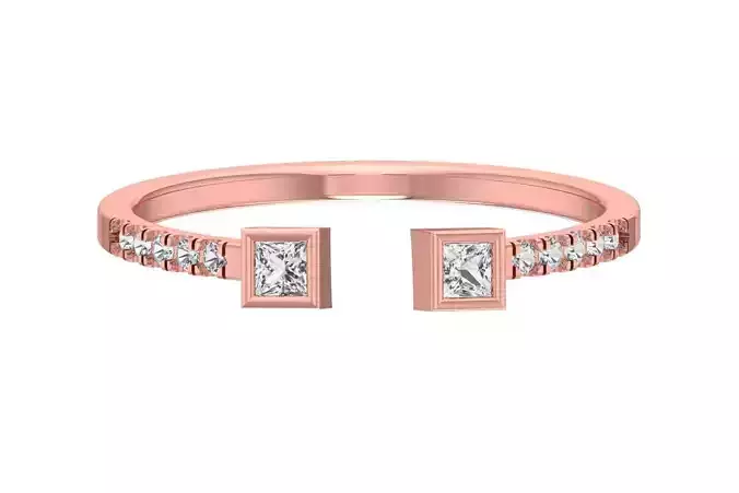 Open End Light Weight Band Princess stone Ring