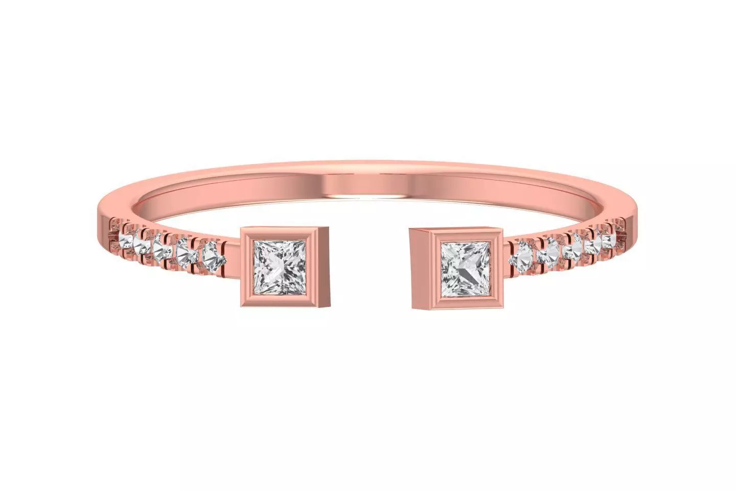 Open End Light Weight Band Princess stone Ring 3D print model