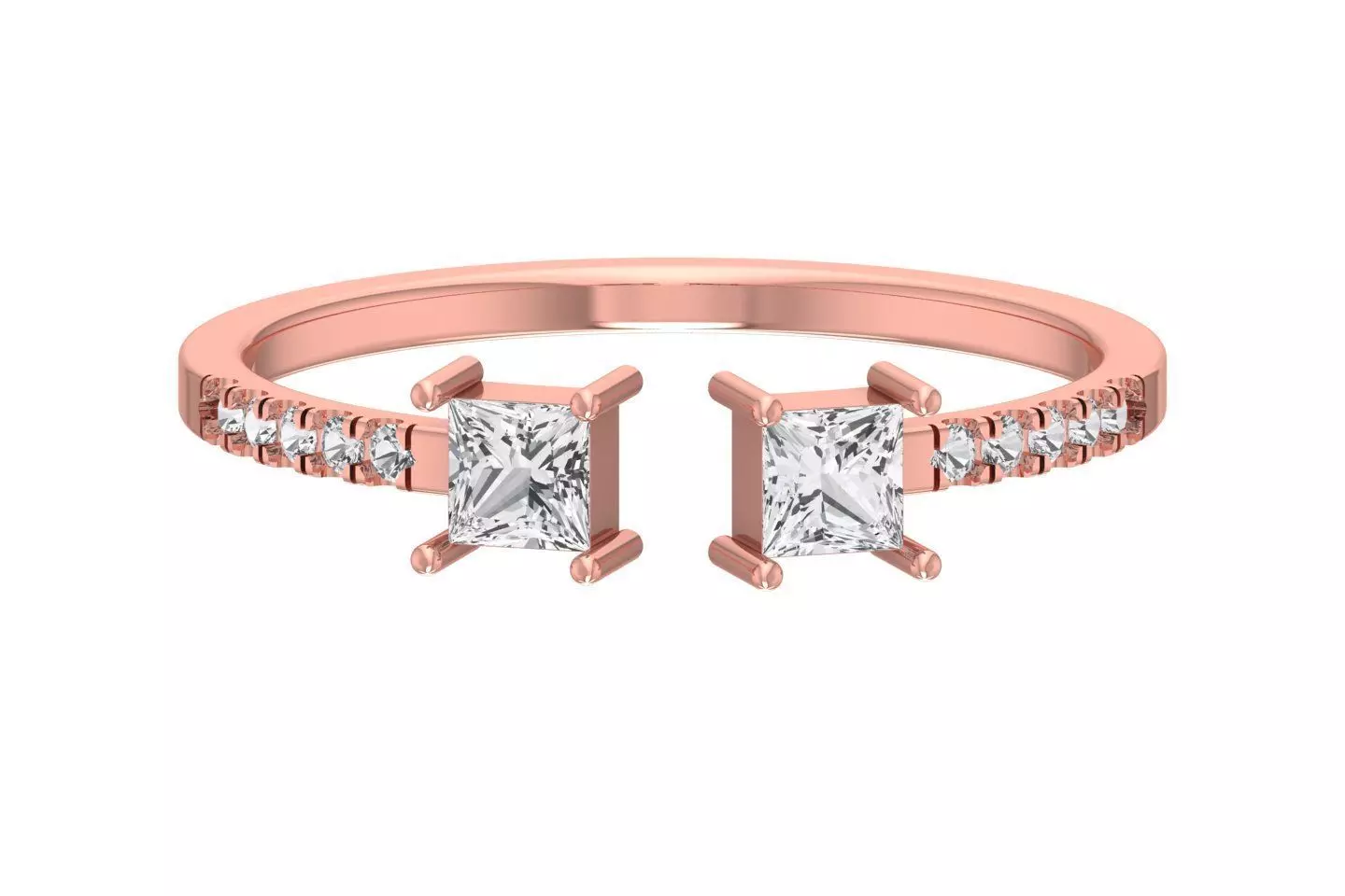 Open End Light Weight Princess stone Band Ring 3D print model