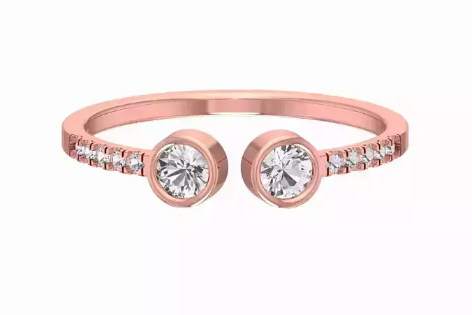 Open End Light Weight Band Round Stone Ring