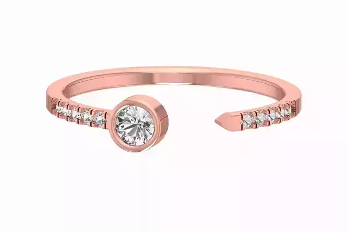 Open End Light Weight Round Stone Band Ring 3D print model