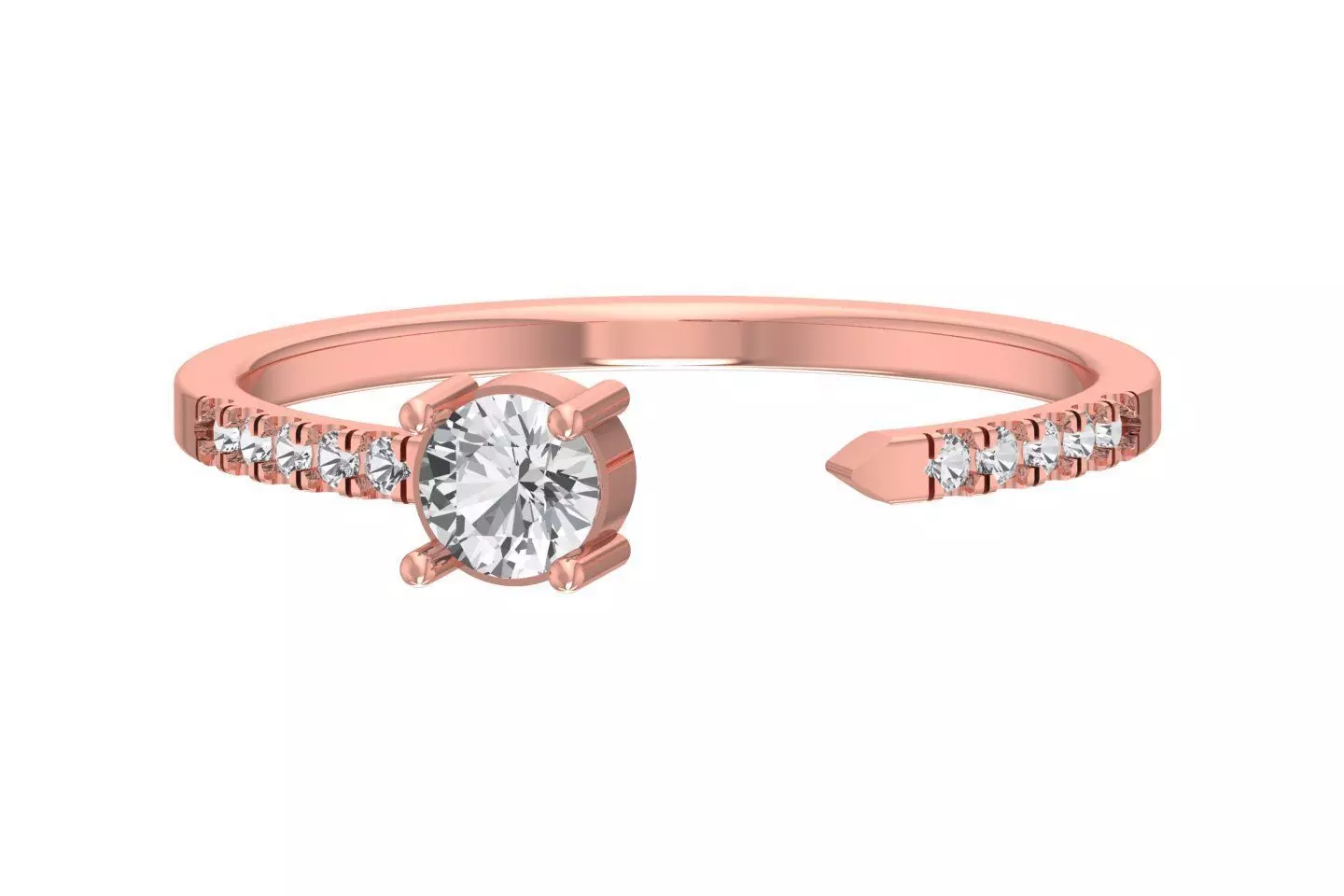 Open End Light Weight Band Round Stone Ring 3D print model