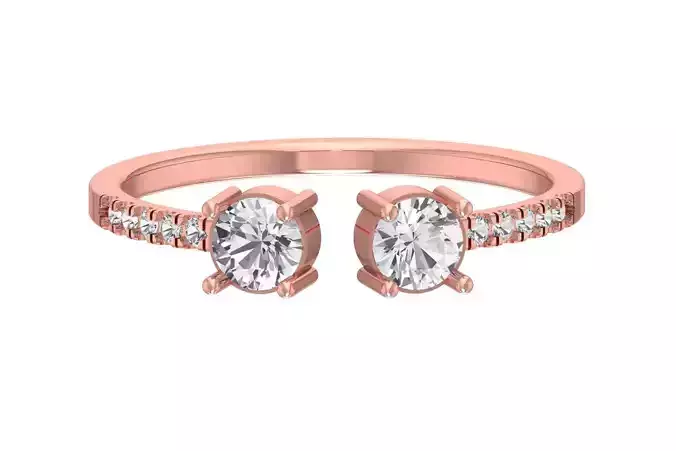 Open End Light Weight Round Stone Band Ring