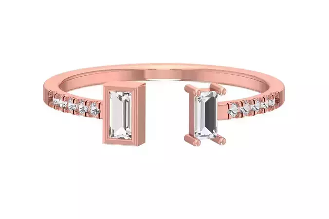 Open End Light Weight Band Baguette Stone Ring