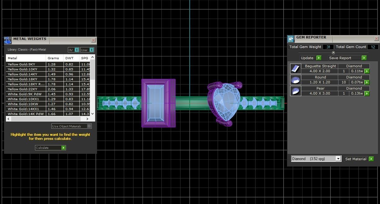 Open End Light Weight Band Baguette Pear Stone Ring 3D print model_4