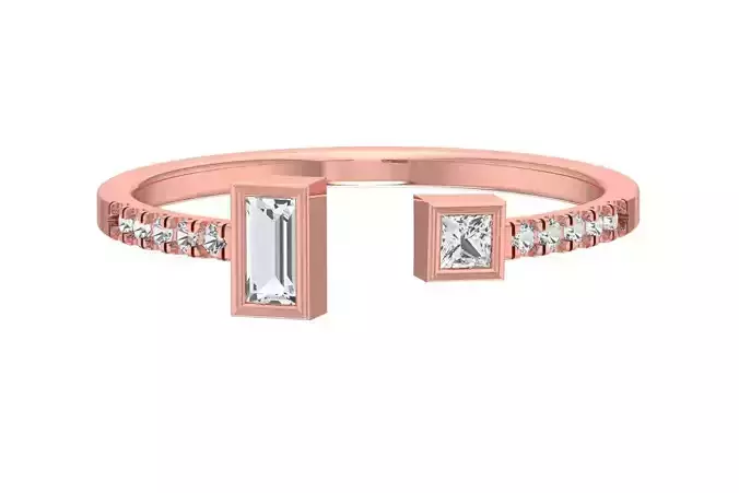 Open End Light Weight  Baguette Princess stone Band Ring
