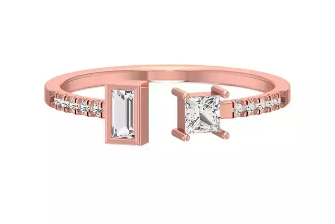 Open End Light Weight Baguette Princess stone Band Ring