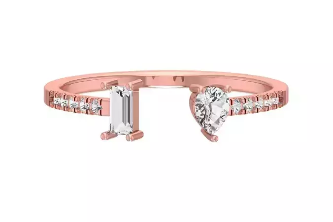 Open End Light Weight Band Baguette Pear Stone Ring