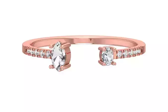 Open End Light Weight Band Marquise Oval Stone Ring