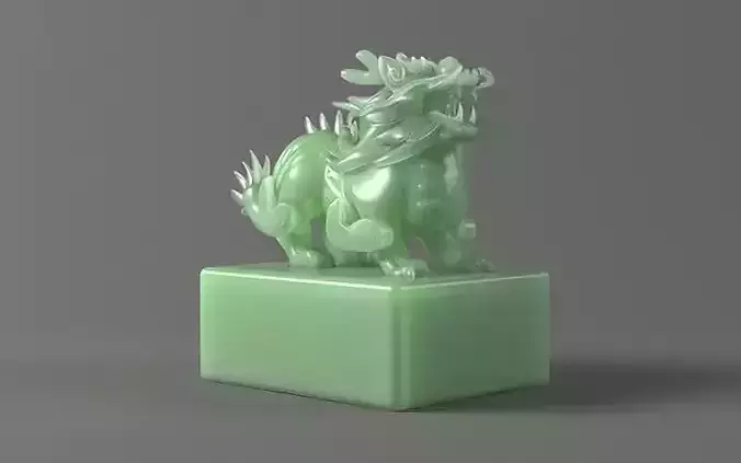 Ancient Chinese Jade Carved Jade Kirin Seal