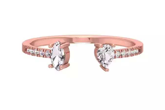 Open End Light Weight Marquise Pear Stone Band Ring
