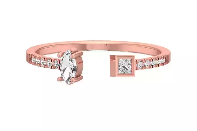 Open End Light Weight Marquise Princess stone Band Ring