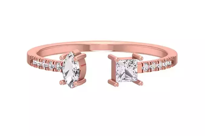 Open End Light Weight Marquise Princess stone Band Ring