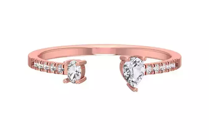Open End Light Weight Oval Pear Stone Band Ring