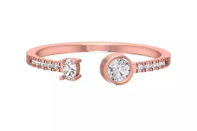 Open End Light Weight Band Round Oval Stone Ring