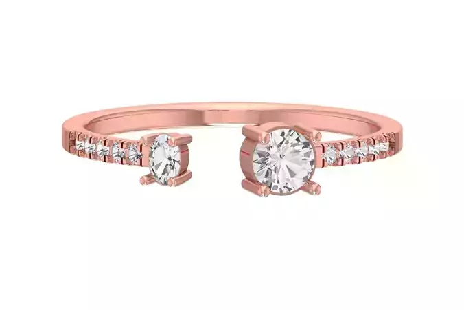 Open End Light Weight Round Oval Stone Band Ring