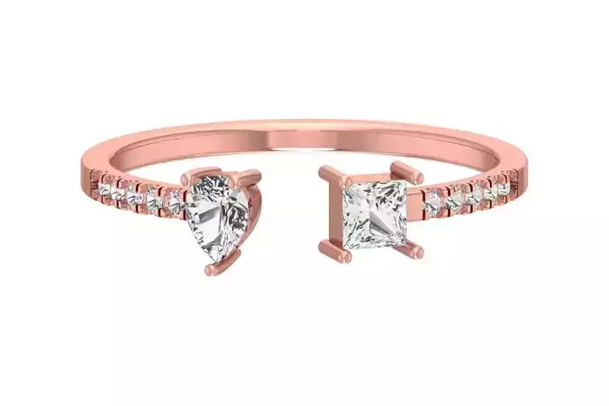 Open End Light Weight Pear Princess stone Band Ring