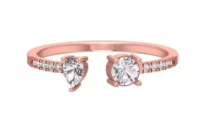 Open End Light Weight Round Pear Stone Band Ring