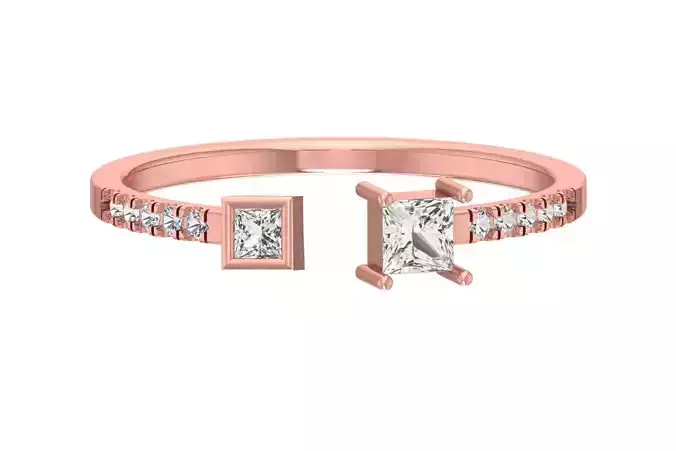 Open End Light Weight Princess stone Band Ring