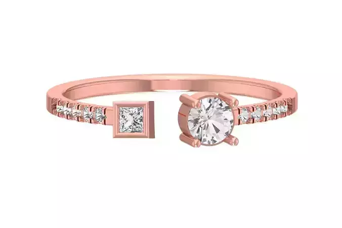 Open End Light Weight Round Princess stone Band Ring