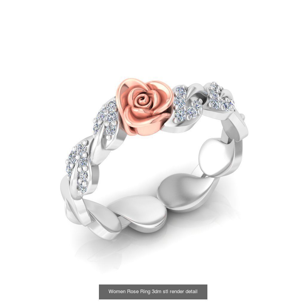 32 Women Rose Ring 3dm stl render detail 3D print model 3D Model Collection_6