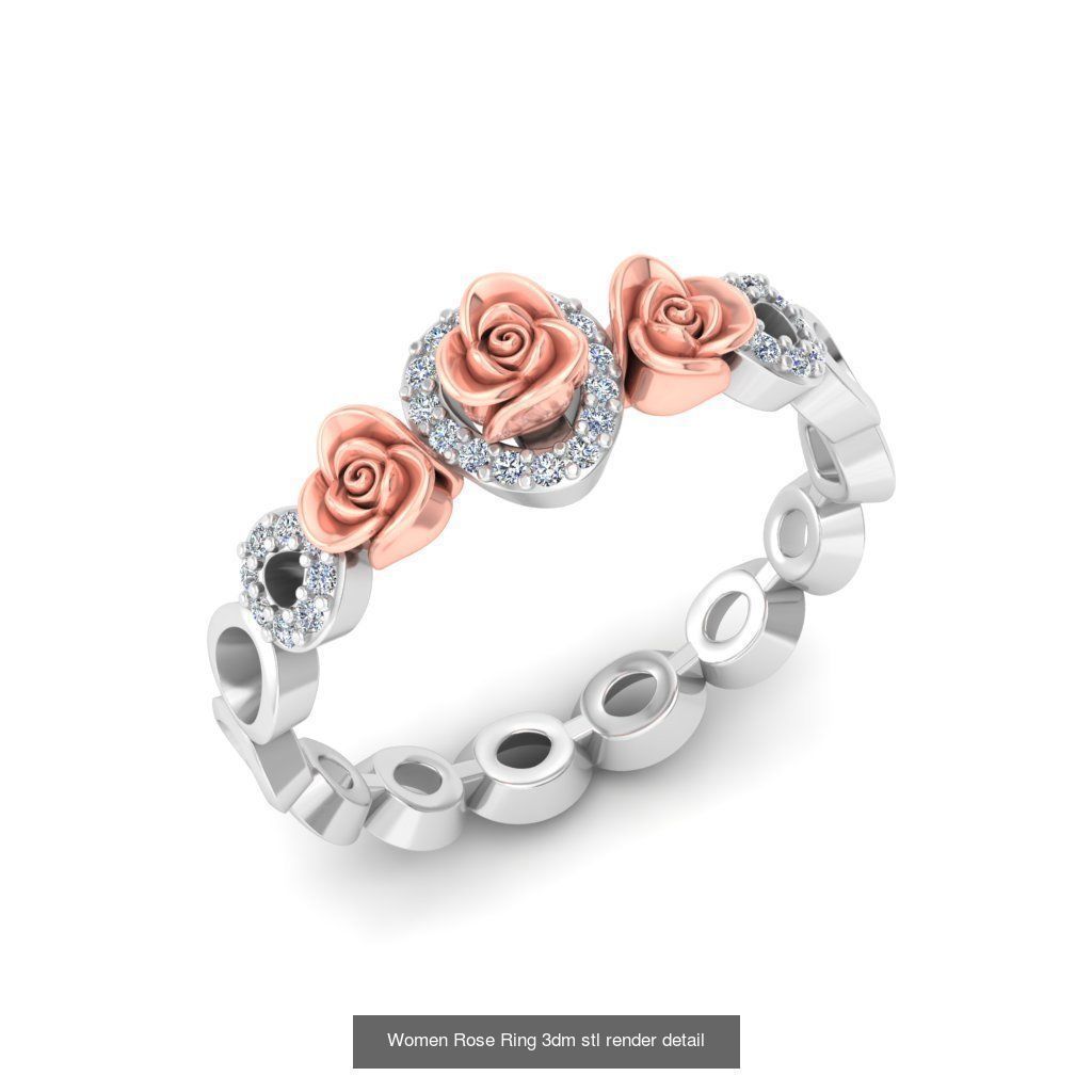 32 Women Rose Ring 3dm stl render detail 3D print model 3D Model Collection_7