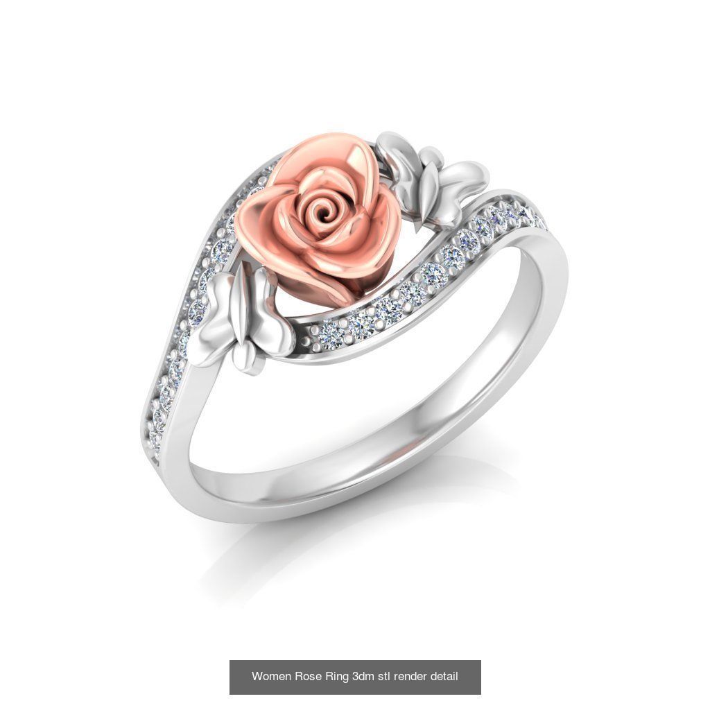 32 Women Rose Ring 3dm stl render detail 3D print model 3D Model Collection_8