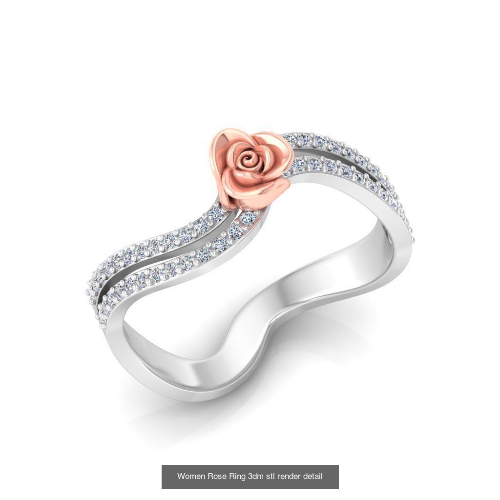 32 Women Rose Ring 3dm stl render detail 3D print model 3D Model Collection_26
