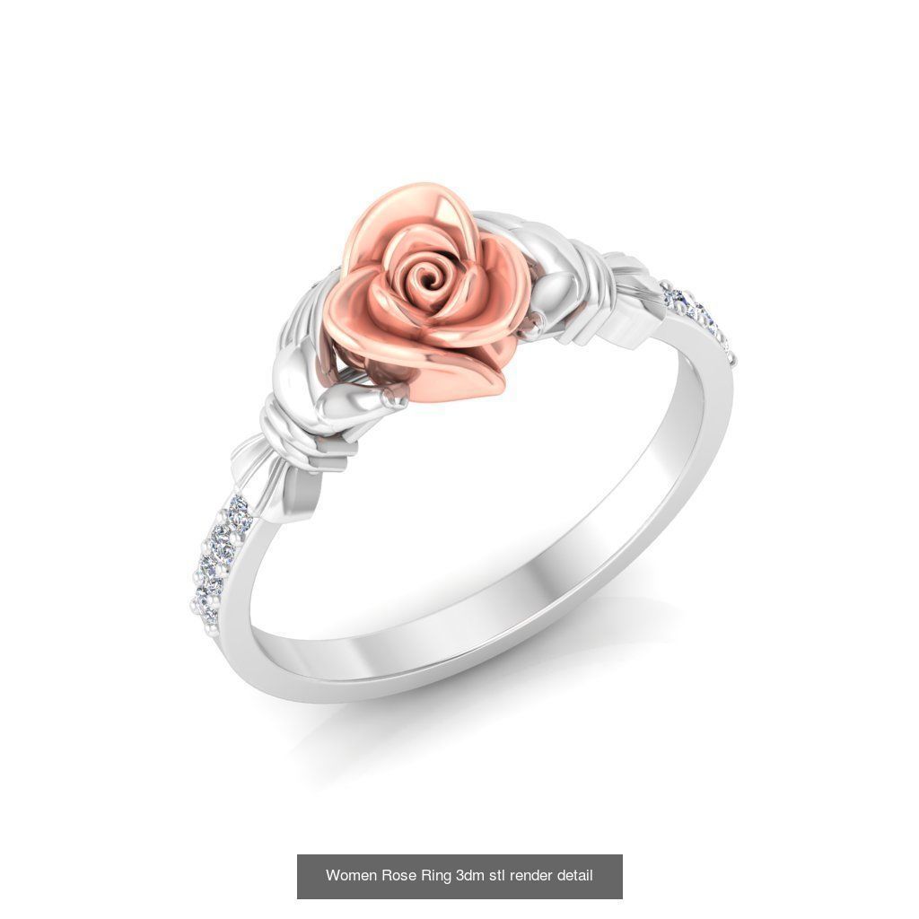 32 Women Rose Ring 3dm stl render detail 3D print model 3D Model Collection_31