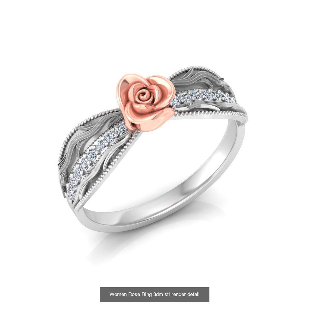 32 Women Rose Ring 3dm stl render detail 3D print model 3D Model Collection_29