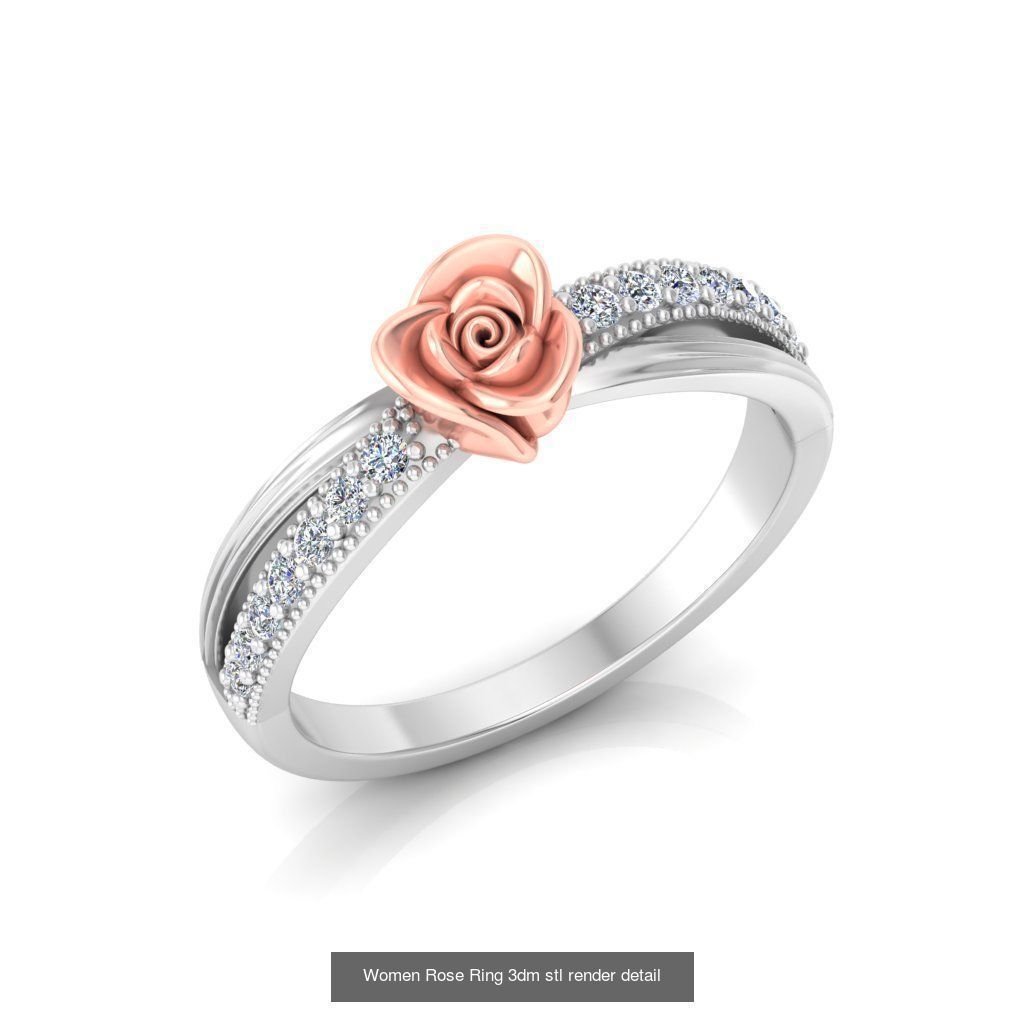 32 Women Rose Ring 3dm stl render detail 3D print model 3D Model Collection_24