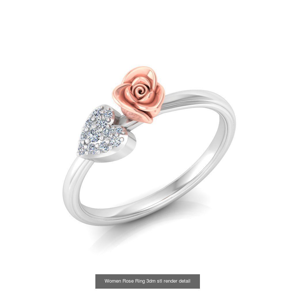 32 Women Rose Ring 3dm stl render detail 3D print model 3D Model Collection_22